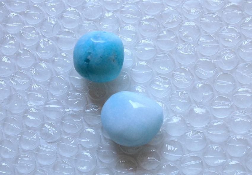 blue aragonite tumbled stones