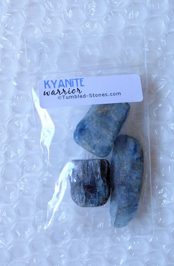 kyanite tumbled stones in bag